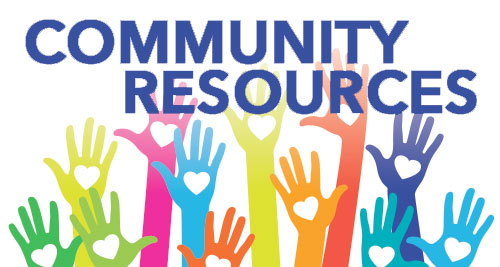 Raised Hands with hearts, community resources 
